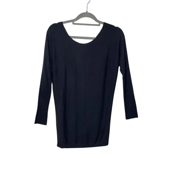 Vince Black Sweater Tunic Top Women's XS Cashmere Blend Keyhole Back with Tie - Picture 1 of 6